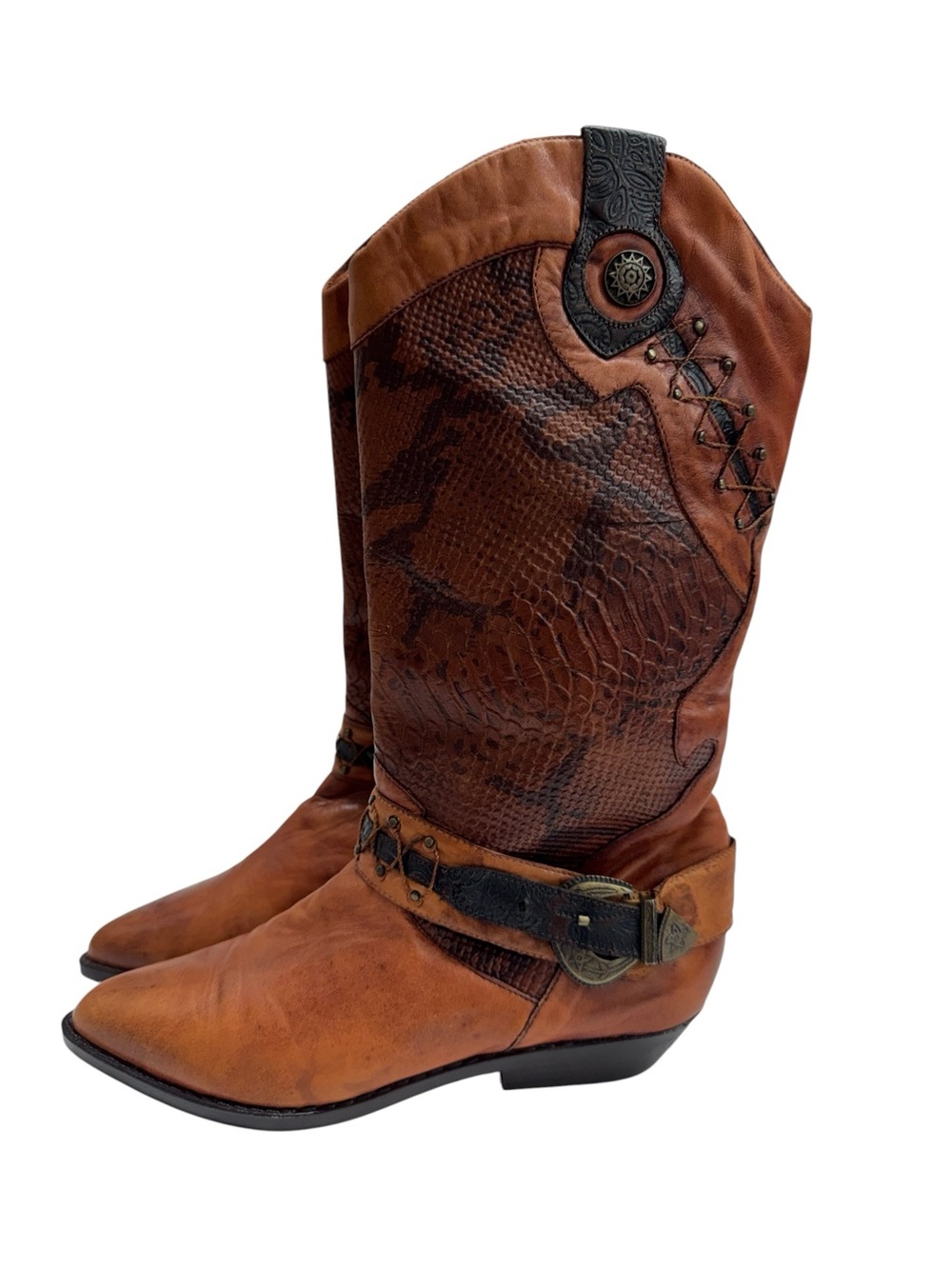 Brown Western Leather Ankle Boots - Women's Cowgirl Booties